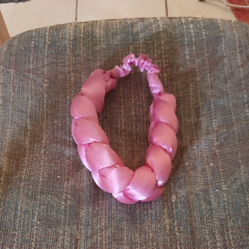 Elegant Pink Satin Braided Headband